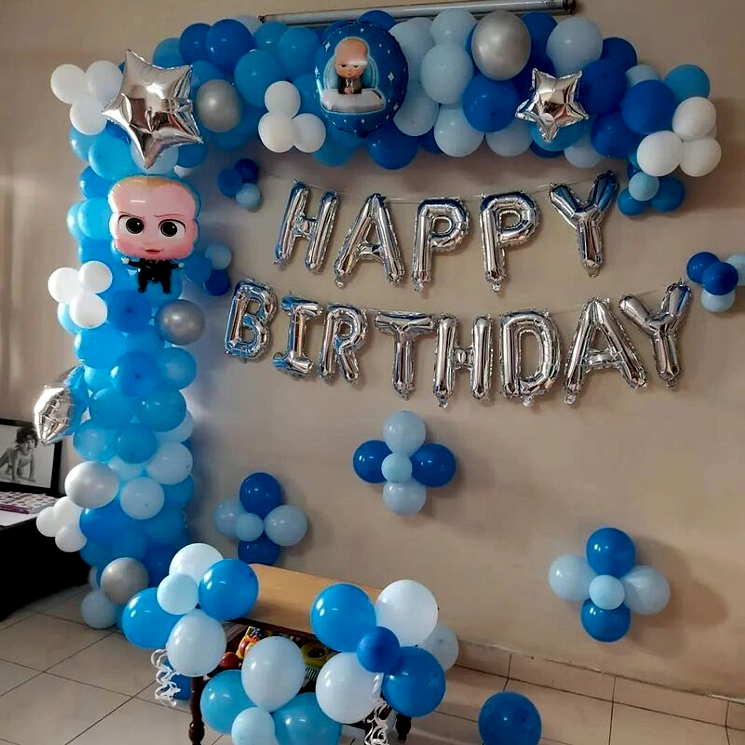 Boss Baby Blue And Silver Kids Birthday Balloon Decor Setup - Kids Birthday Themes by Happy Balloons thumbnail 2